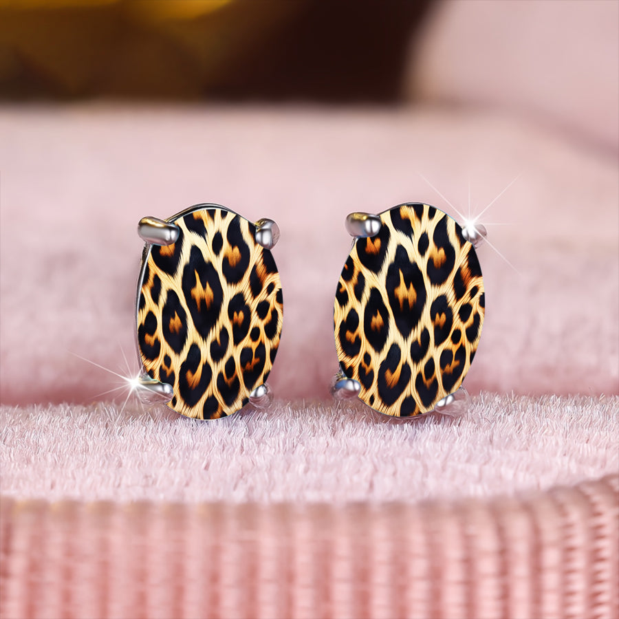 Leopard Print Stud Earrings