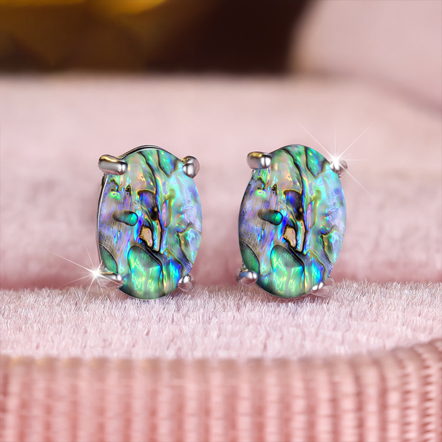 Abalone Shell Oval Earrings