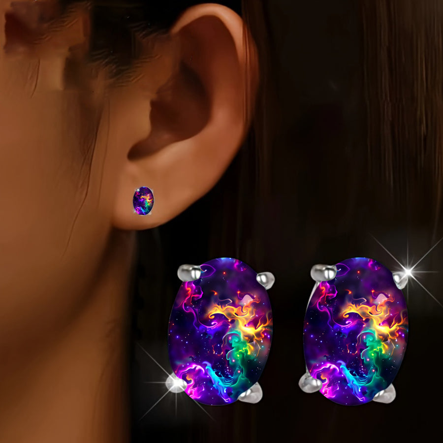Galaxy Nebula Oval Earrings