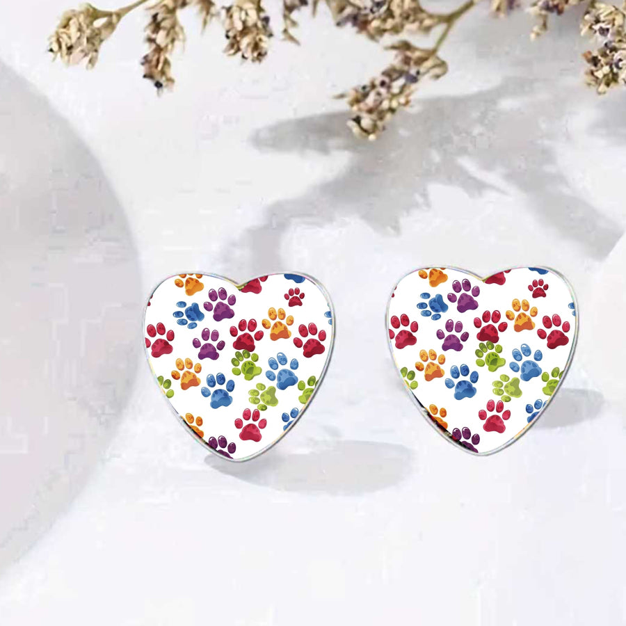 Paw Print Heart Earrings