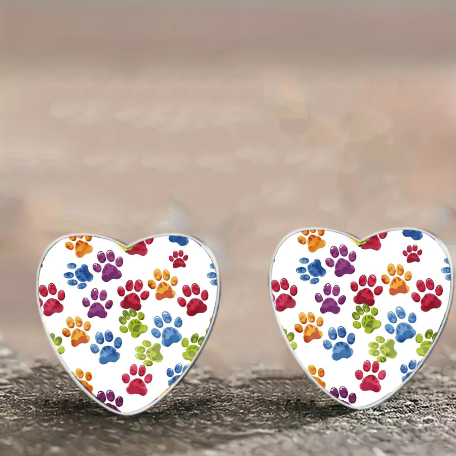 Paw Print Heart Earrings