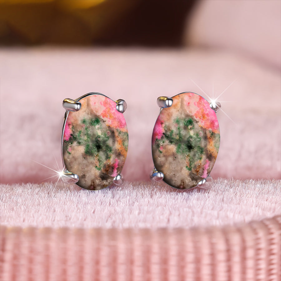 Natural Botanical Oval Earrings