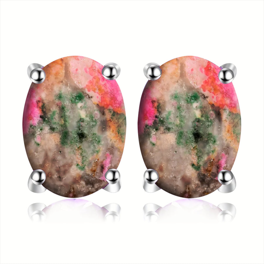 Natural Botanical Oval Earrings
