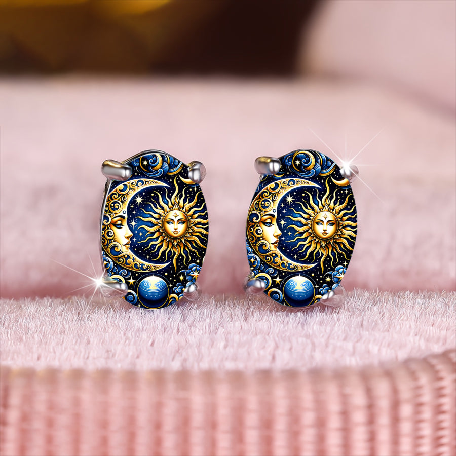 Celestial Cosmic Oval Earrings