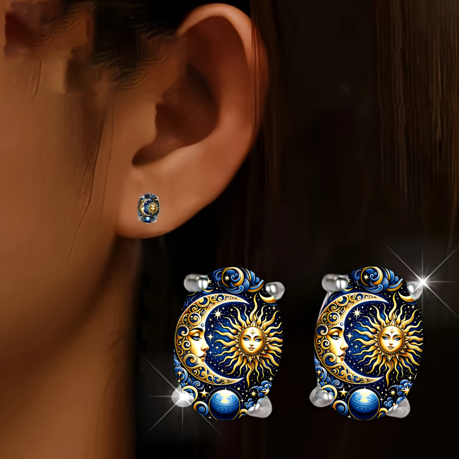 Celestial Cosmic Oval Earrings