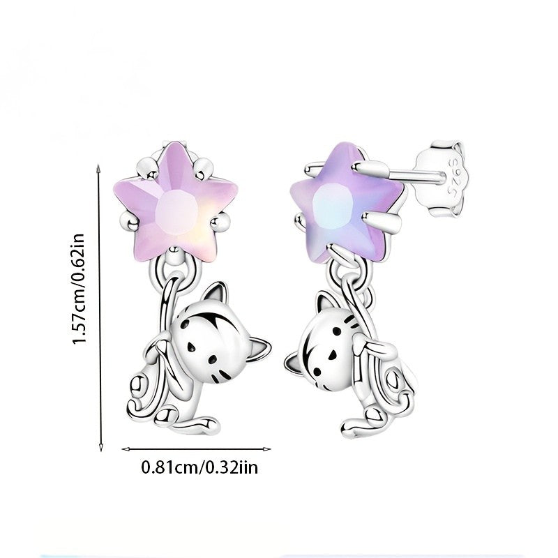 Star Cat Drop Earrings