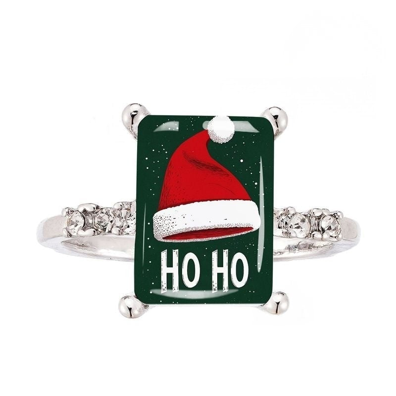 Santa Hat Ho Ho Square Ring