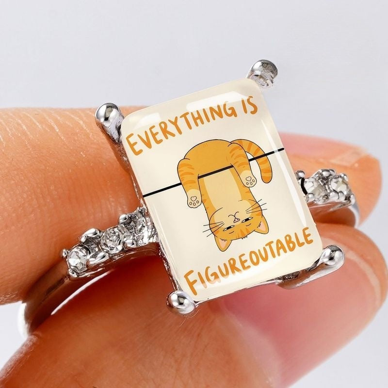 Everything Is Figureoutable Cat Square Ring