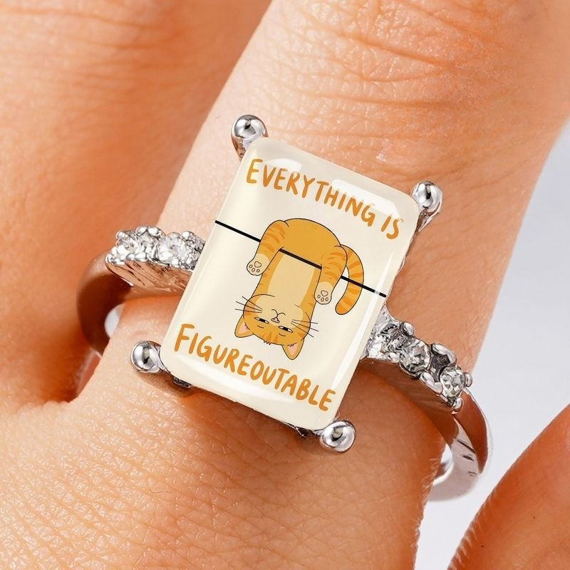 Everything Is Figureoutable Cat Square Ring