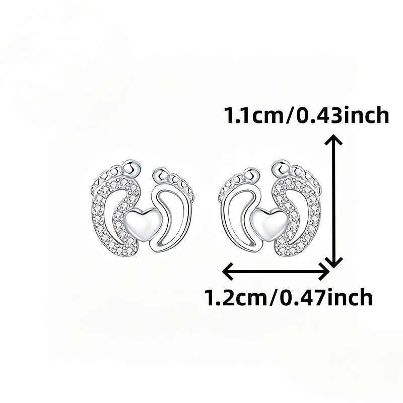 Heart Paw Print Stud Earrings