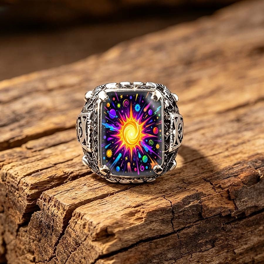 Colorful Galaxy Square Ring