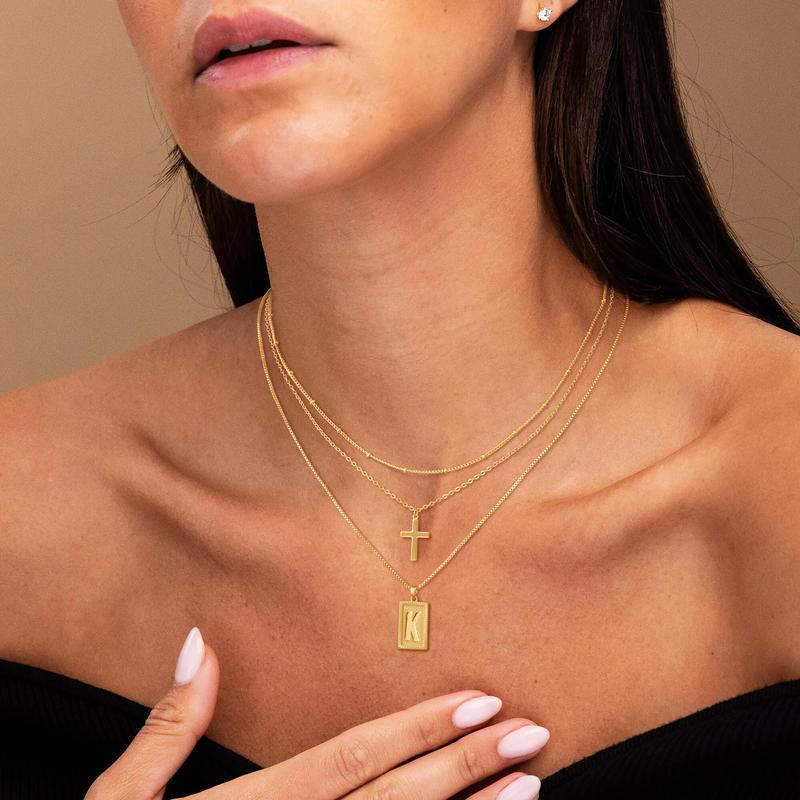 3pc Letter Cross Necklace Set