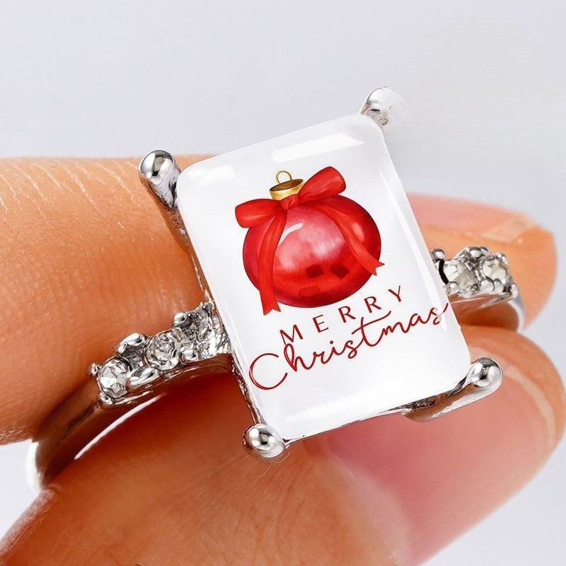 Red Ornament Rectangular Ring