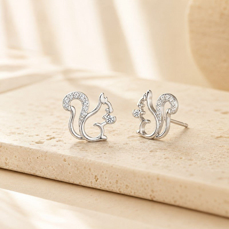 Crystal Squirrel Stud Earrings
