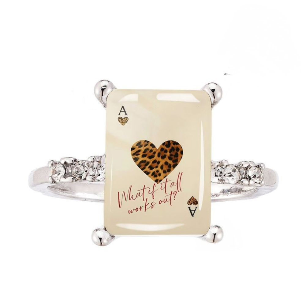 Leopard Ace Of Hearts Square Ring