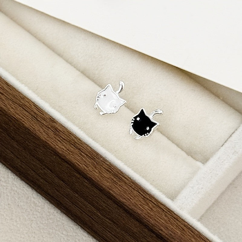 Black Cat Stud Earrings