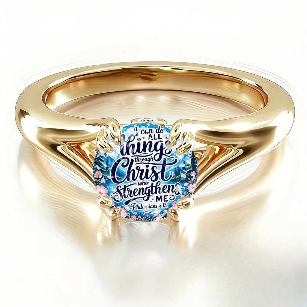 Scripture & Floral Square Ring
