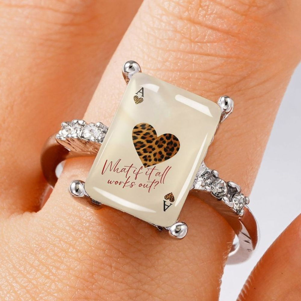 Leopard Ace Of Hearts Square Ring