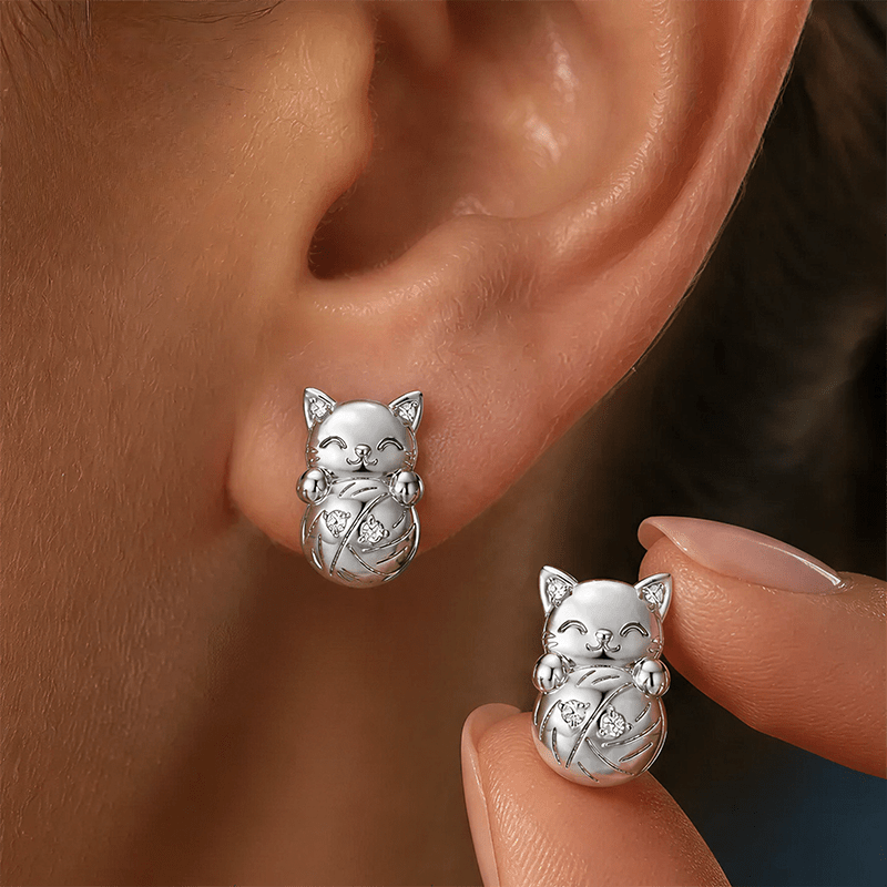 Lucky Cat Stud Earrings