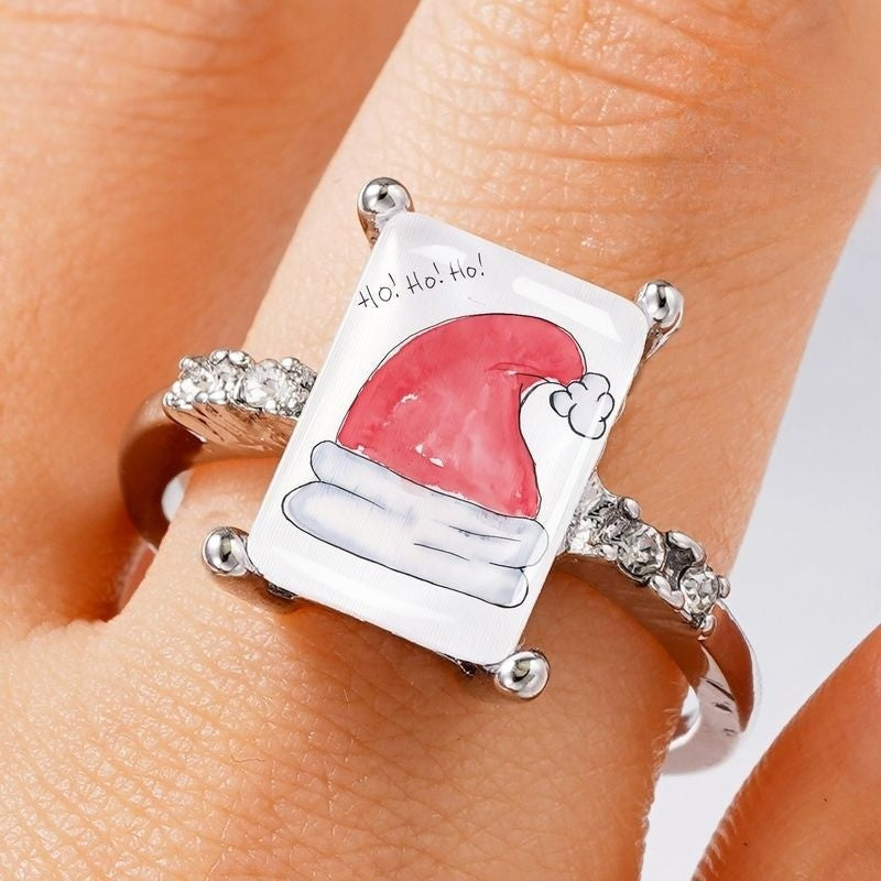 Santa Hat Glass Ring