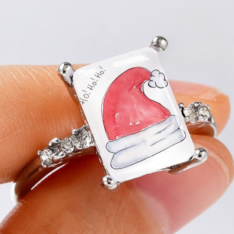 Santa Hat Glass Ring