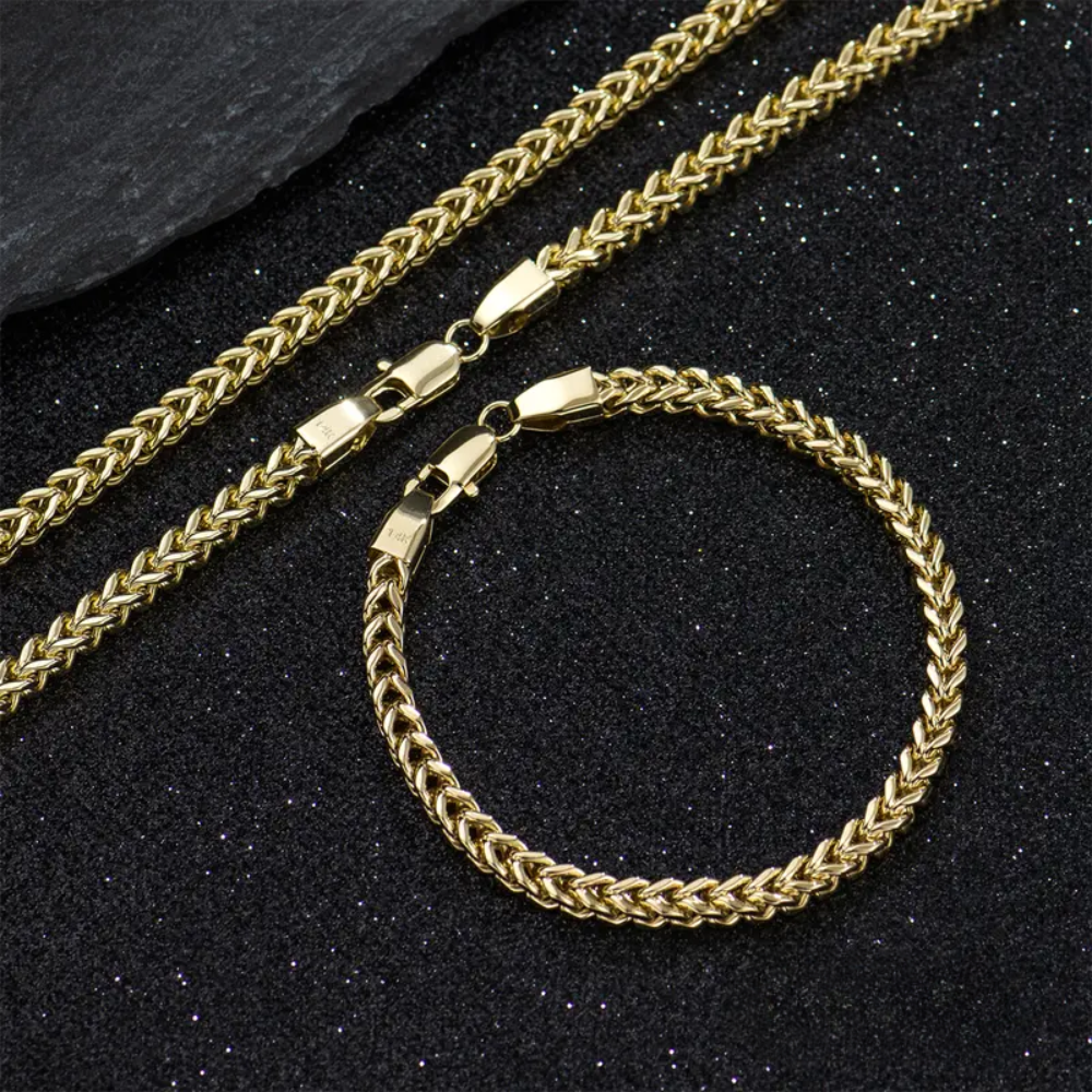 14k Plated Necklace & Bracelet Set