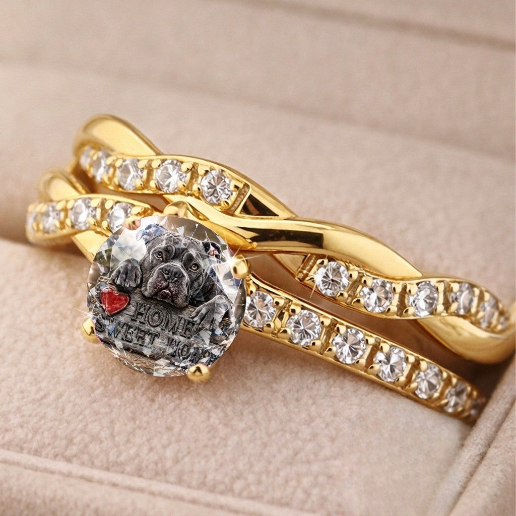 Gray Dog Crystal Statement Ring