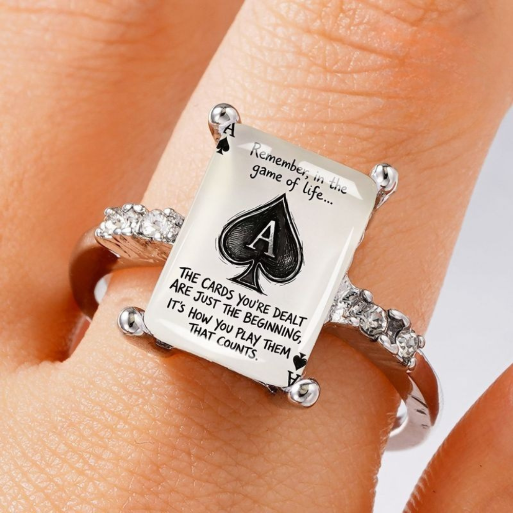 Ace of Spades Quote Square Ring