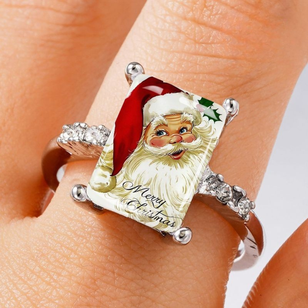 Santa Claus Merry Christmas Square Ring