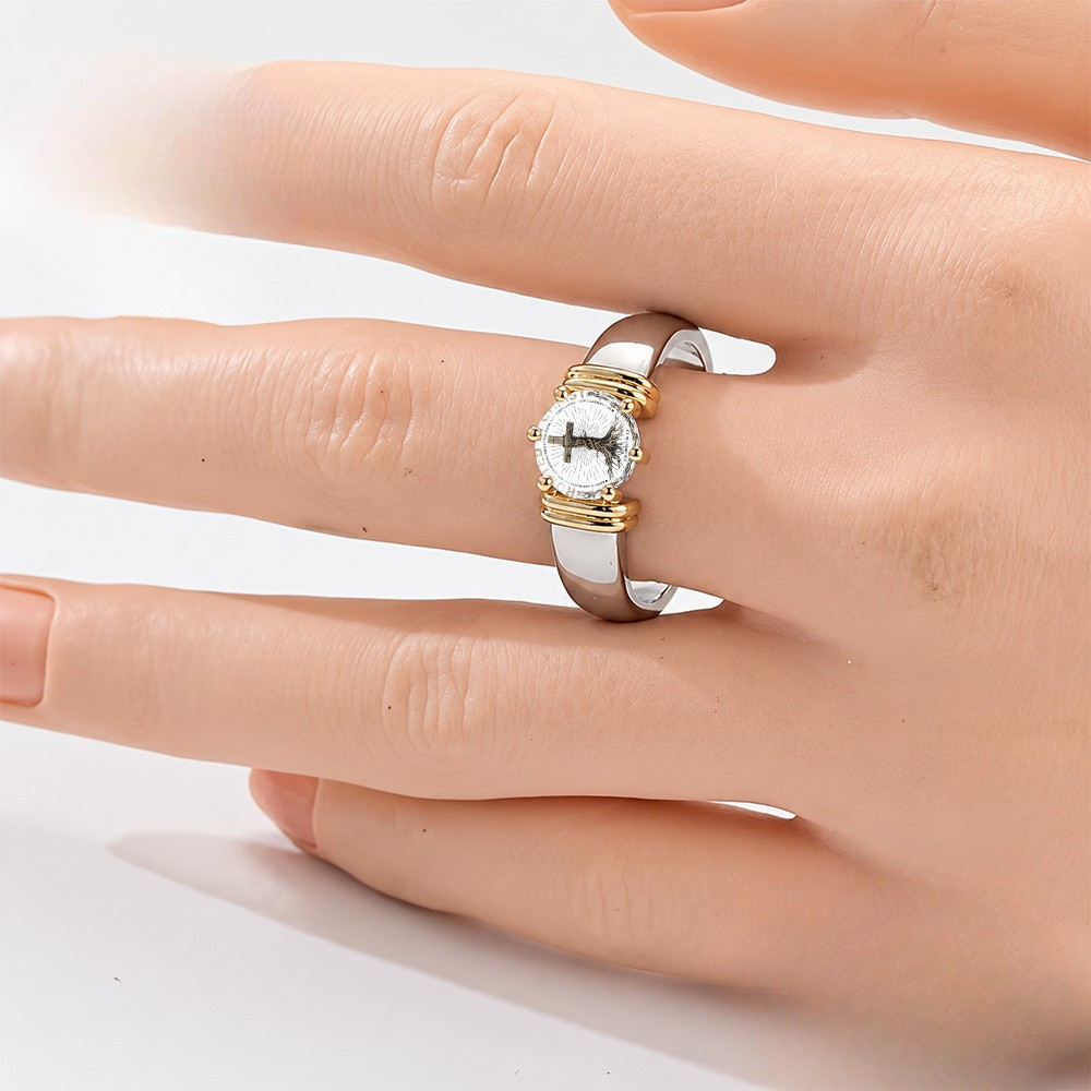 Cross Tree Root Grooved Ring