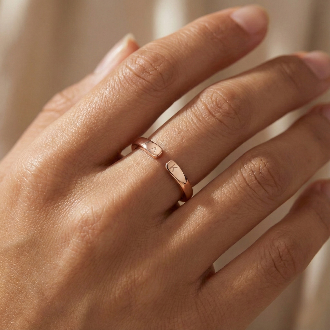 Adjustable Dainty Initial Ring