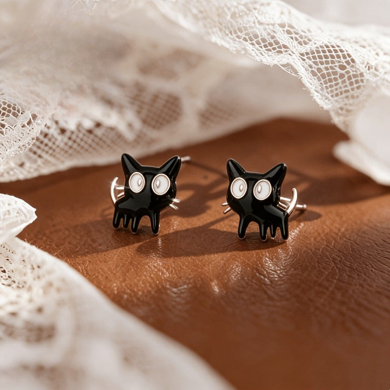 Wide-Eyed Cat Stud Earrings