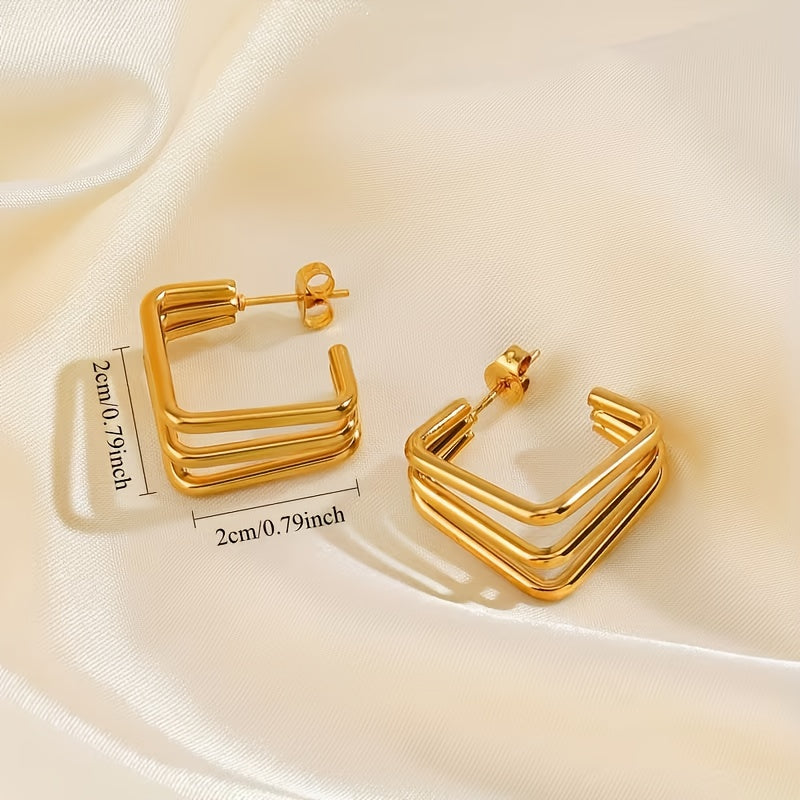 Triple Square Hoop Earrings