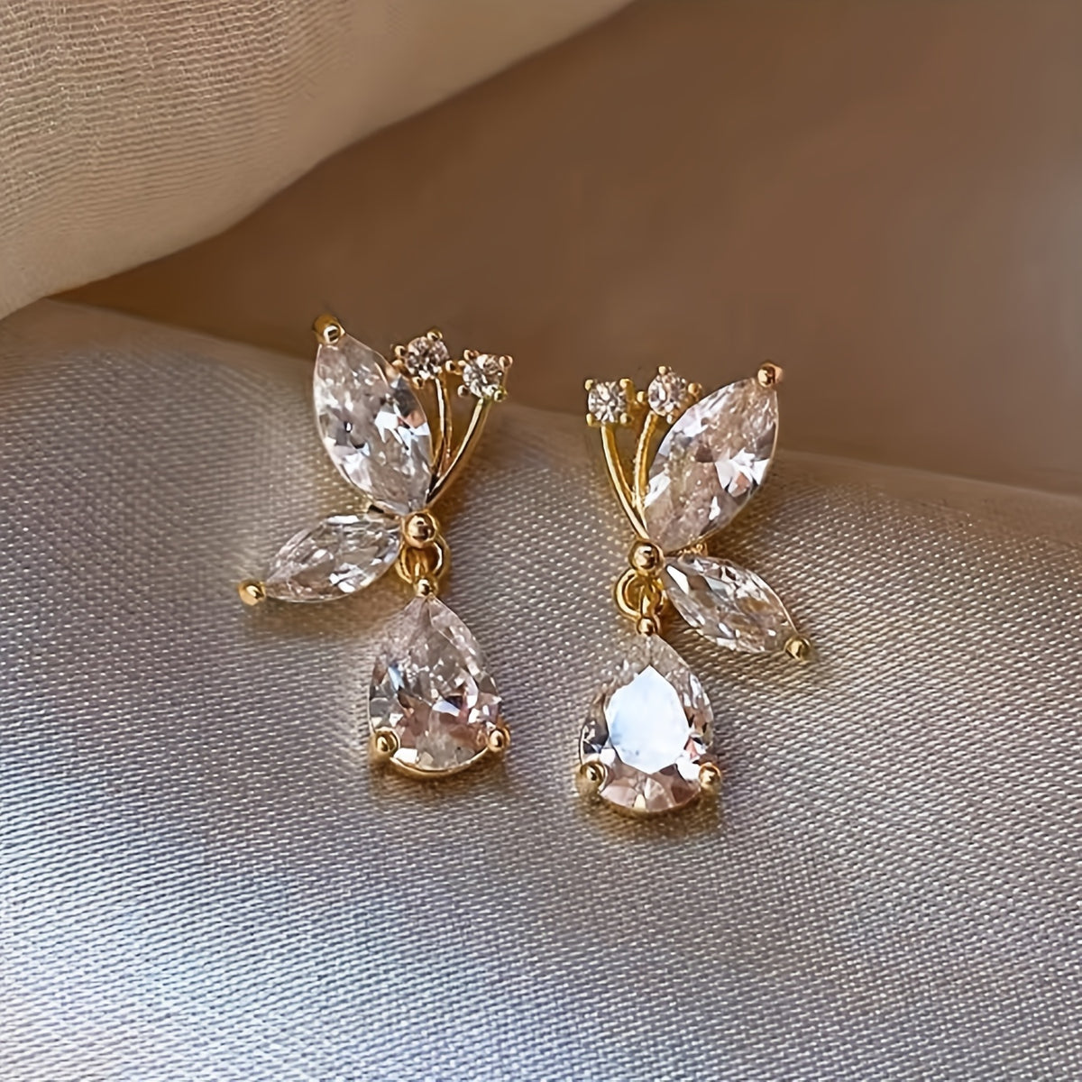 Crystal Butterfly Drop Earrings