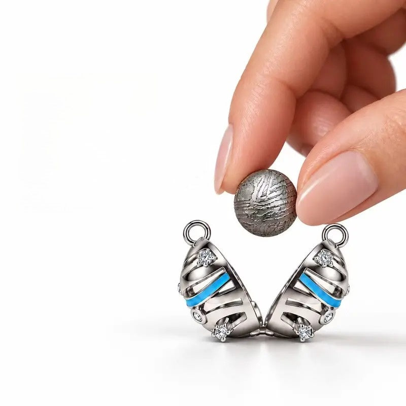Blue Wave Meteorite Locket Necklace