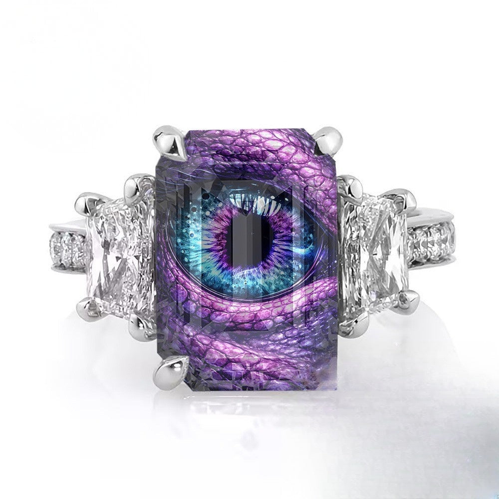 Purple Dragon Eye Square Ring
