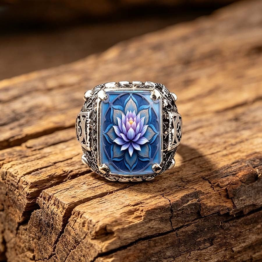 Blue Lotus Square Ring