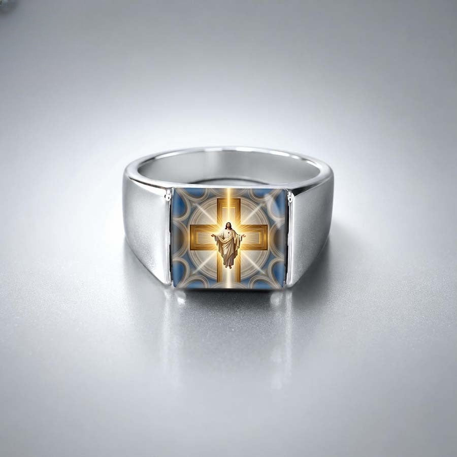 Jesus Cross Inlay Ring
