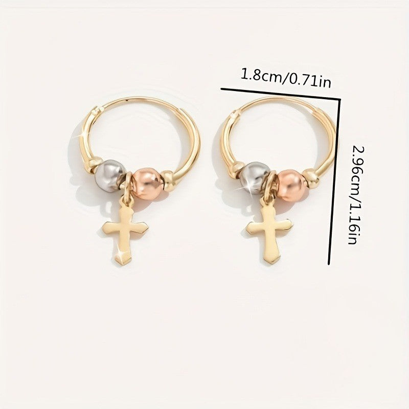 Cross Charm Hoop Earrings