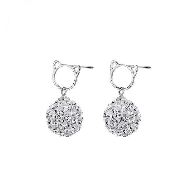 Crystal Cat Drop Earrings