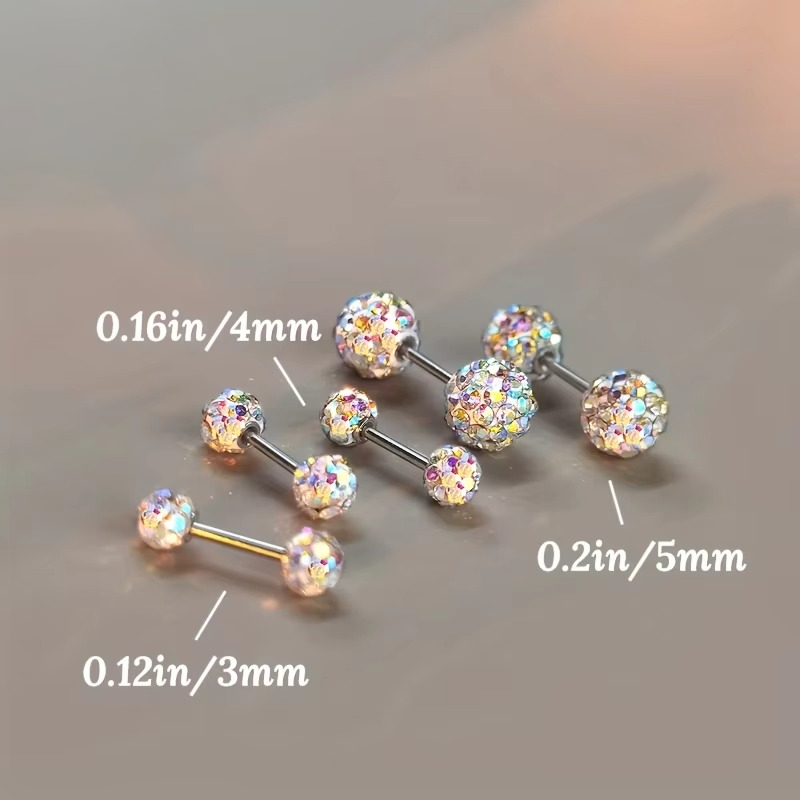 Rainbow Crystal Ball Stud Earrings
