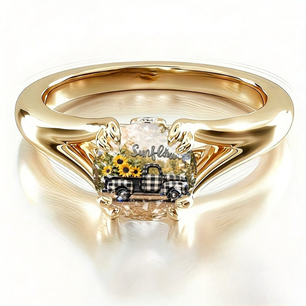 Sunflower Truck Glass Ring