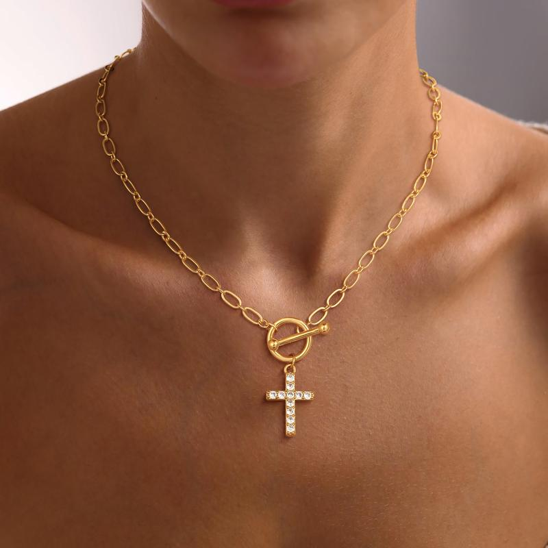 Diamond Toggle Cross Necklace