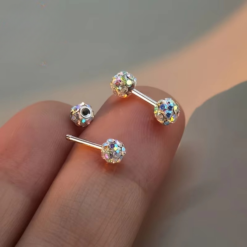 Rainbow Crystal Ball Stud Earrings