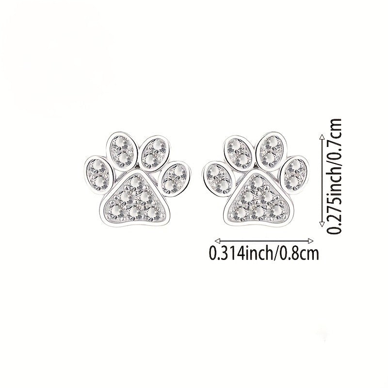 Crystal Paw Stud Earrings