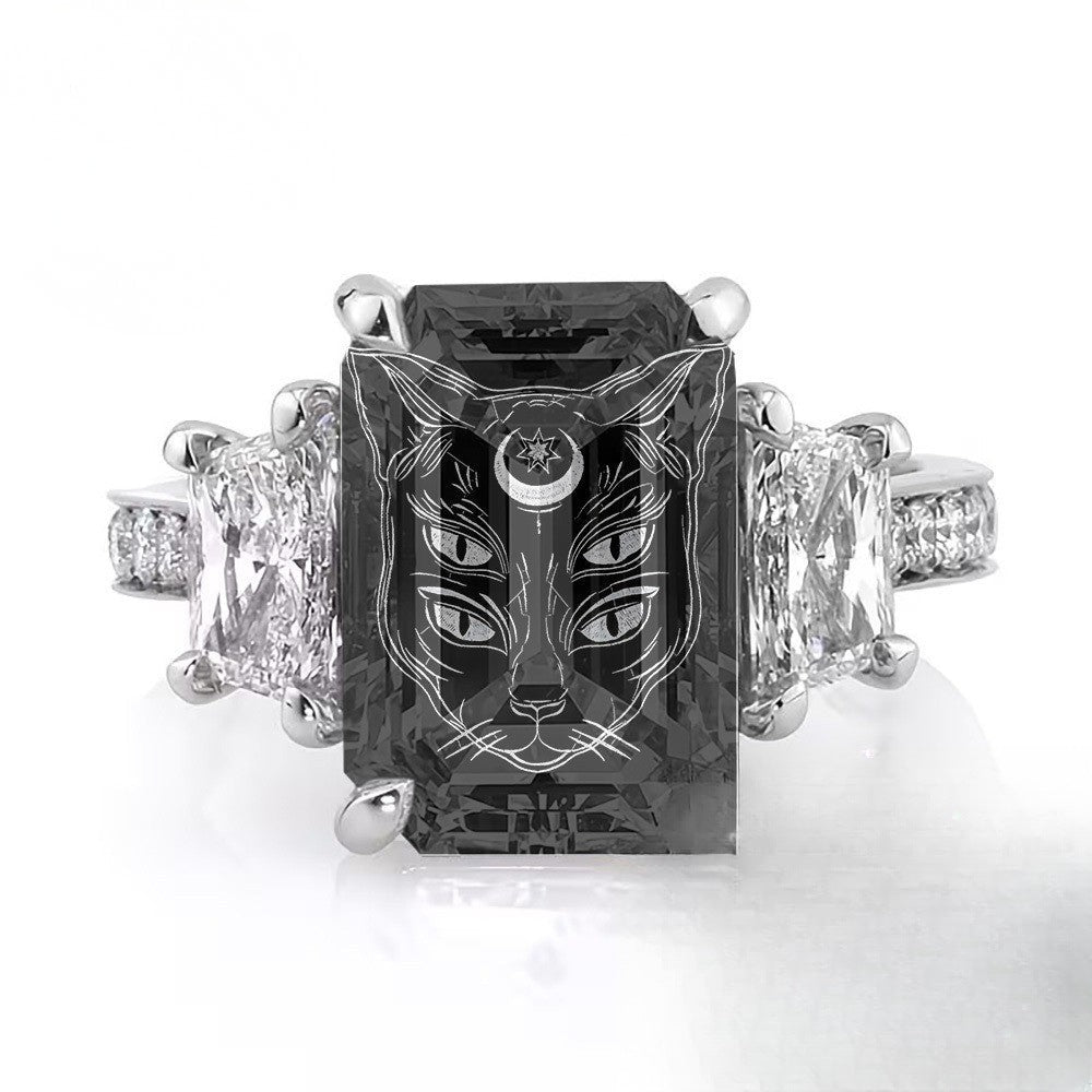 Four-Eyed Cat Moon Square Ring