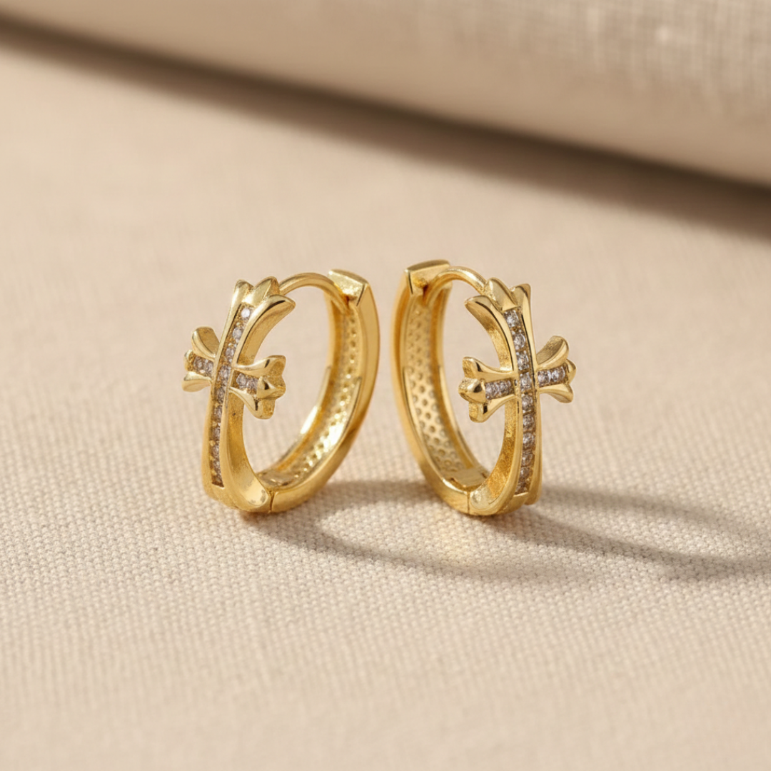 Cross Hoop Earrings