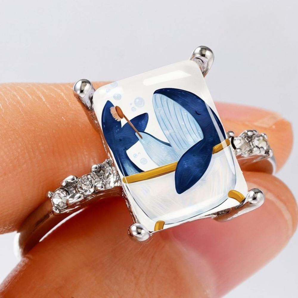 Bathtub Whale Square Ring