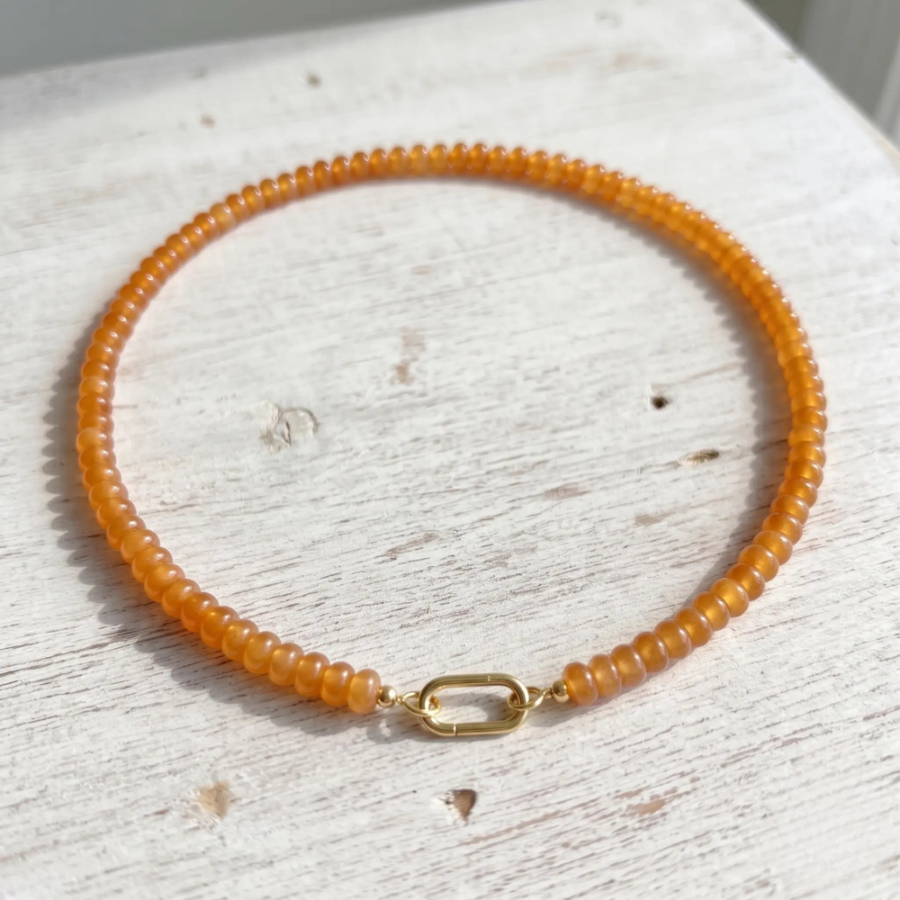Aventurine Carabiner Initial Necklace