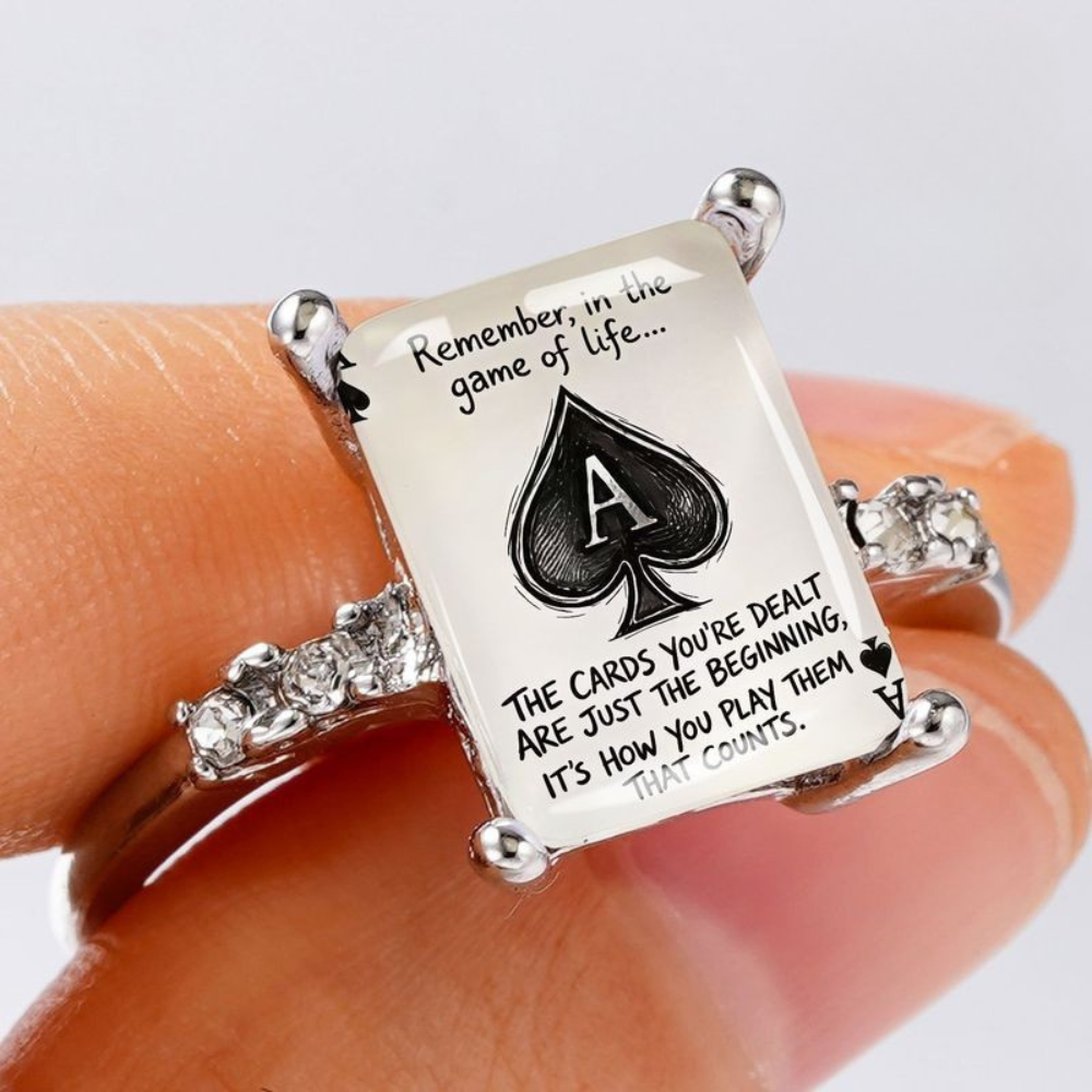 Ace of Spades Quote Square Ring